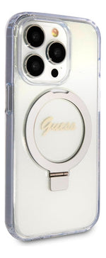 Funda Para iPhone 15 Pro Max Guess Metal Stand Con Soporte Anillo Compatible Magsafe Case Antiarañazos Pc/tpu Reforzada