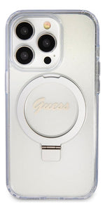 Funda Para iPhone 15 Pro Max Guess Metal Stand Con Soporte Anillo Compatible Magsafe Case Antiarañazos Pc/tpu Reforzada