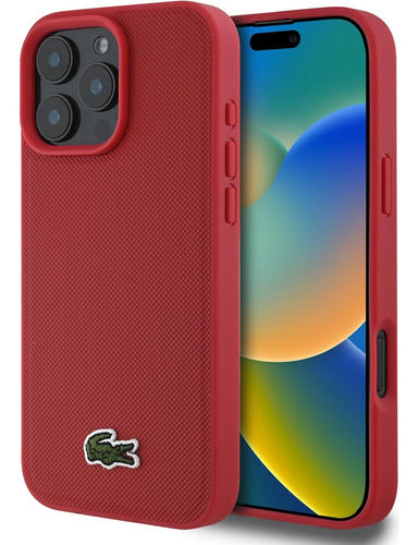 Funda Para iPhone 16 Pro Max Lacoste Magsafe Iconic Slim Rojo Iconic Magsafe