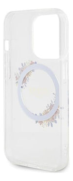 Funda Para iPhone 15 Pro Max Guess Magsafe Con Anillo Floral Transparente Flowers
