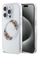 Funda Para iPhone 15 Pro Max Guess Magsafe Con Anillo Floral Transparente Flowers