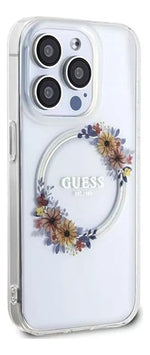 Funda Para iPhone 14 Pro Max Guess Magsafe Con Anillo Floral Transparente Flowers