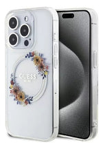 Funda Para iPhone 14 Pro Max Guess Magsafe Con Anillo Floral Transparente Flowers
