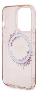 Funda Para iPhone 15 Pro Max Guess Magsafe Con Anillo Floral Rosa Flowers