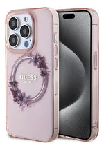 Funda Para iPhone 15 Pro Max Guess Magsafe Con Anillo Floral Rosa Flowers