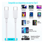 Cable Tipo C A Tipo C Carga Rápida Para iPhone 15 Samsung 1m