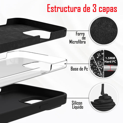 Funda Para iPhone 1 4 Pro Max Silicon Interior Afelpado Antigolpes Suave Negro