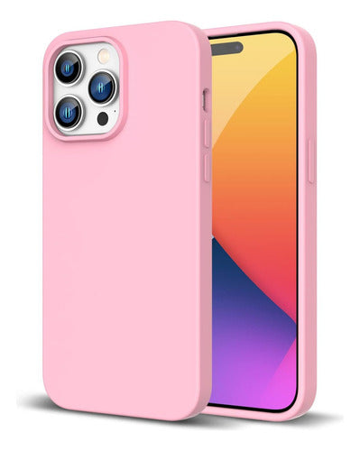 Funda iPhone 14 Pro Silicon Interior Afelpado Antigolpes Suave Rosa