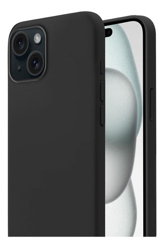 Funda Para iPhone 14 Silicon Interior Afelpado Antigolpes Suave Negro