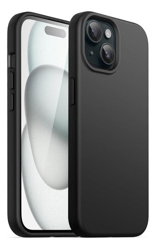 Funda Para iPhone 14 Silicon Interior Afelpado Antigolpes Suave Negro