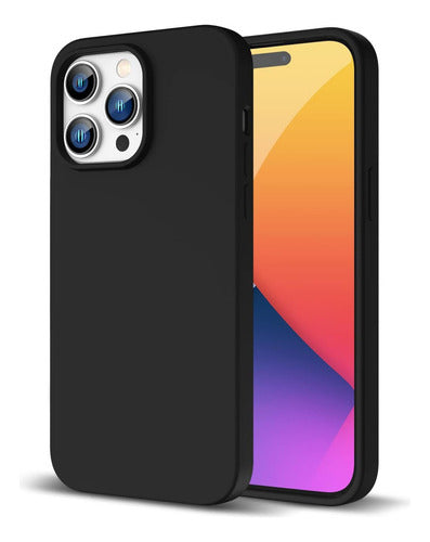 Funda Para iPhone 14 Pro Silicon Interior Afelpado Antigolpes Suave Negro