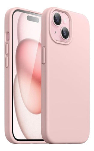 Funda Para iPhone 14 Silicon Interior Afelpado Antigolpes Suave Rosa