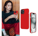 Funda Para iPhone 14 Silicon Interior Afelpado Antigolpes Suave  Rojo
