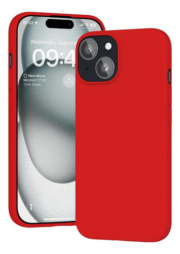 Funda Para iPhone 14 Silicon Interior Afelpado Antigolpes Suave  Rojo