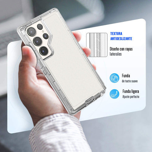 Funda Para Galaxy S22 Ultra De Uso Rudo Esquinas Reforzada Transparente