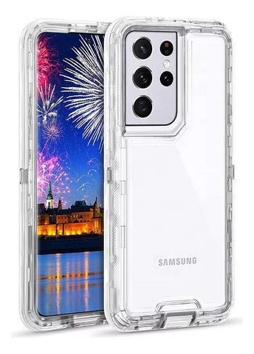 Funda Para Galaxy S22 Ultra De Uso Rudo Esquinas Reforzada Transparente