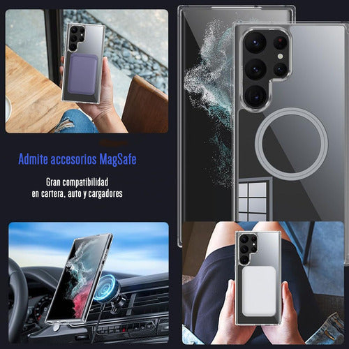 Funda Para Galaxy S24 Ultra Magsafe Hybrid Clear Magnetic Protección Militar Transparente