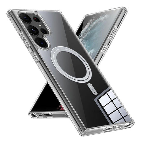 Funda Para Galaxy S24 Ultra Magsafe Hybrid Clear Magnetic Protección Militar Transparente