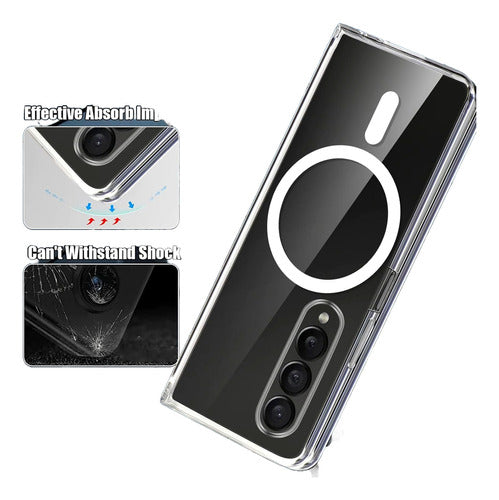 Funda Para Galaxy Z Flip 5 Magsafe Hybrid Clear Magnetic Protección Militar Transparente