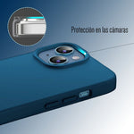 Funda Para iPhone 14 Silicon Interior Afelpado Antigolpes Suave Azul
