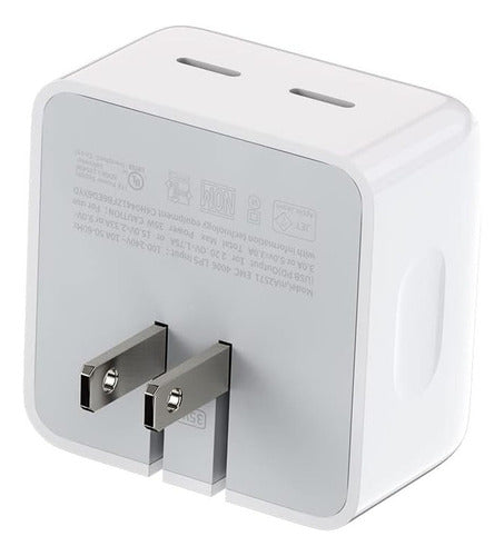 Cargador 35w Doble Usb C Carga Rápida Para iPhone, Android  Blanco