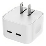 Cargador 35w Doble Usb C Carga Rápida Para iPhone, Android  Blanco