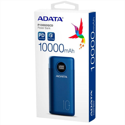 Adata Power Bank Pt100 Bateria Portatil Celulares 10000ma /k  Azul