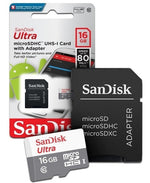 Memoria Micro Sd 16gb Sandisk + Adaptador Sd Clase 10 80mb/s