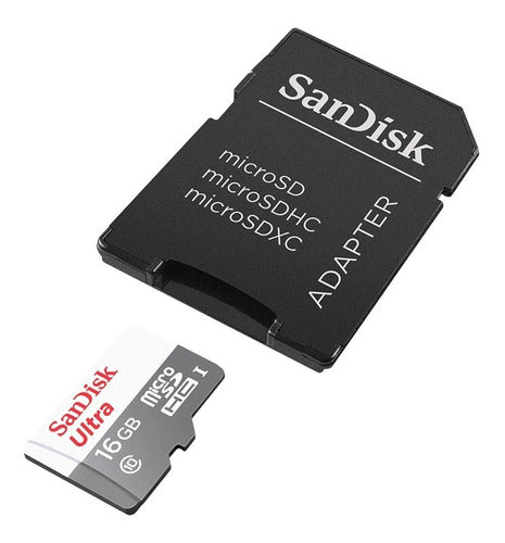 Memoria Micro Sd 16gb Sandisk + Adaptador Sd Clase 10 80mb/s