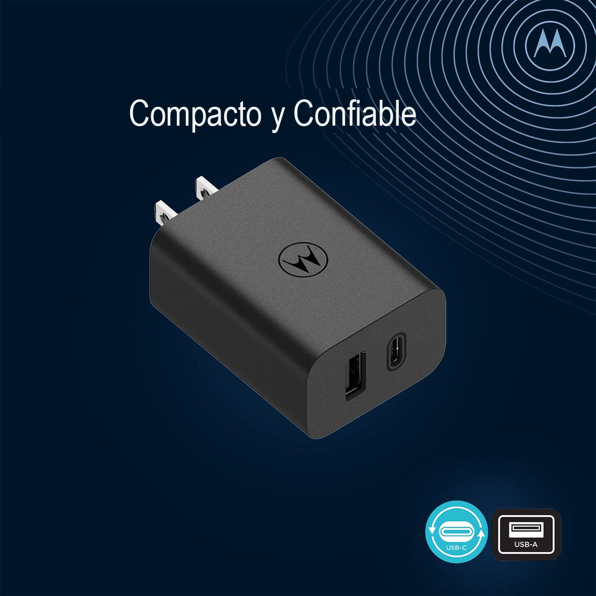 Cargador Motorola 50w Cubo + Cable Puerto Dual Usb- A+ Usb C