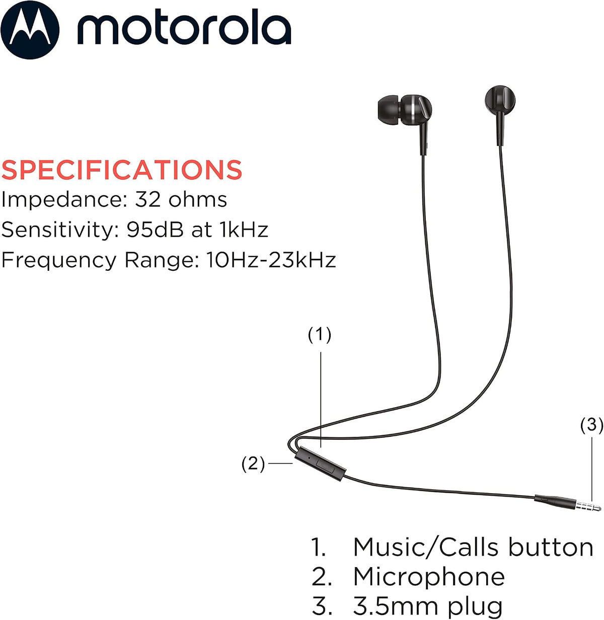 Audífonos Motorola Earbuds 105 Blanco