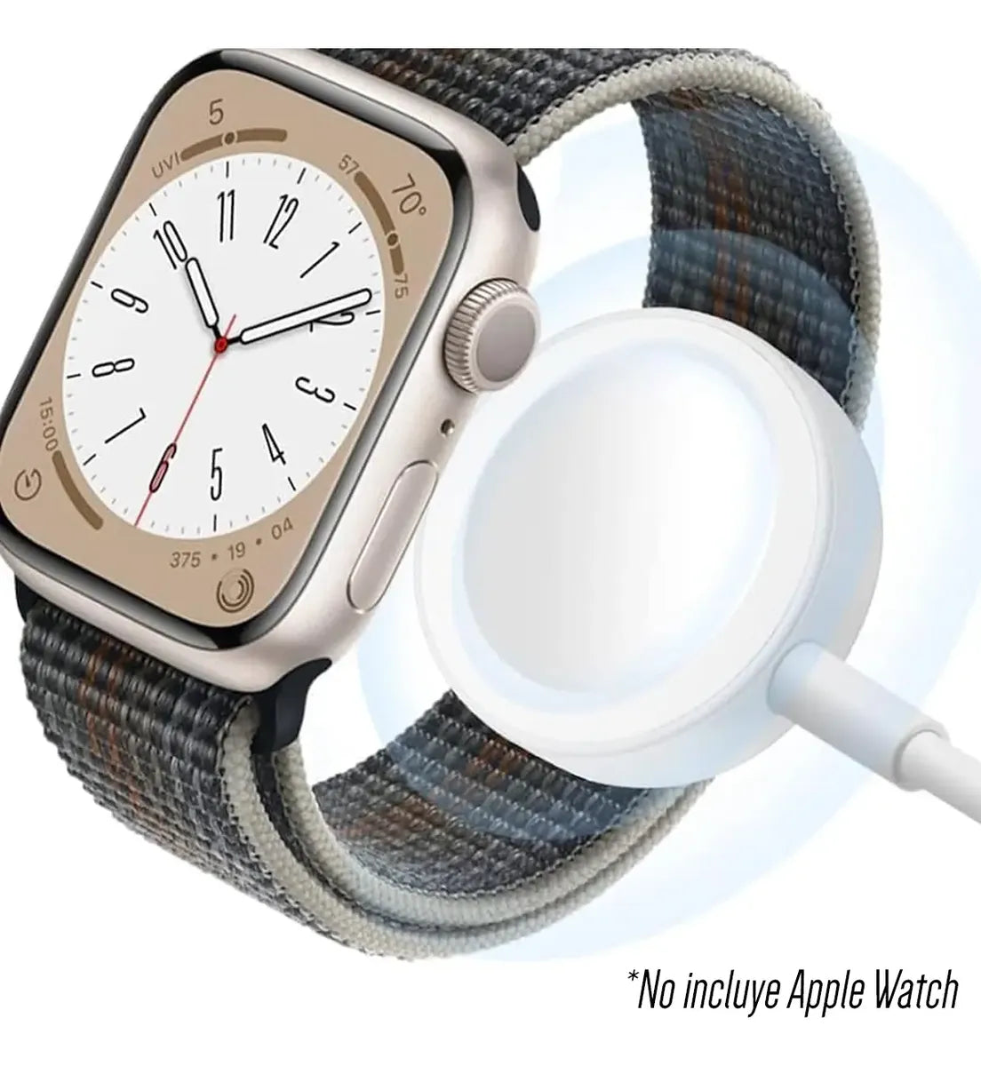 Cargador Para Apple Watch Magnético Cable Usb C Carga Iwatch Color Blanco