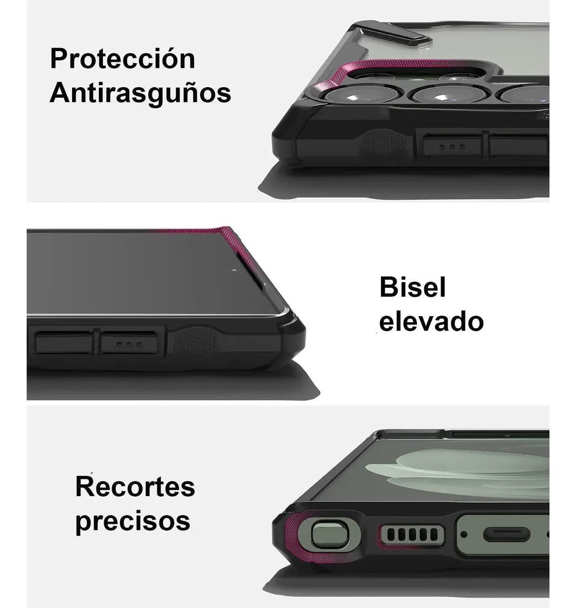 Funda Para Galaxy S23 Ultra Fusion X Antideslizante Rígido Borde Antichoque Negro