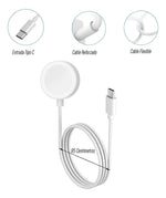 Cargador Para Apple Watch Magnético Cable Usb C Carga Iwatch Color Blanco
