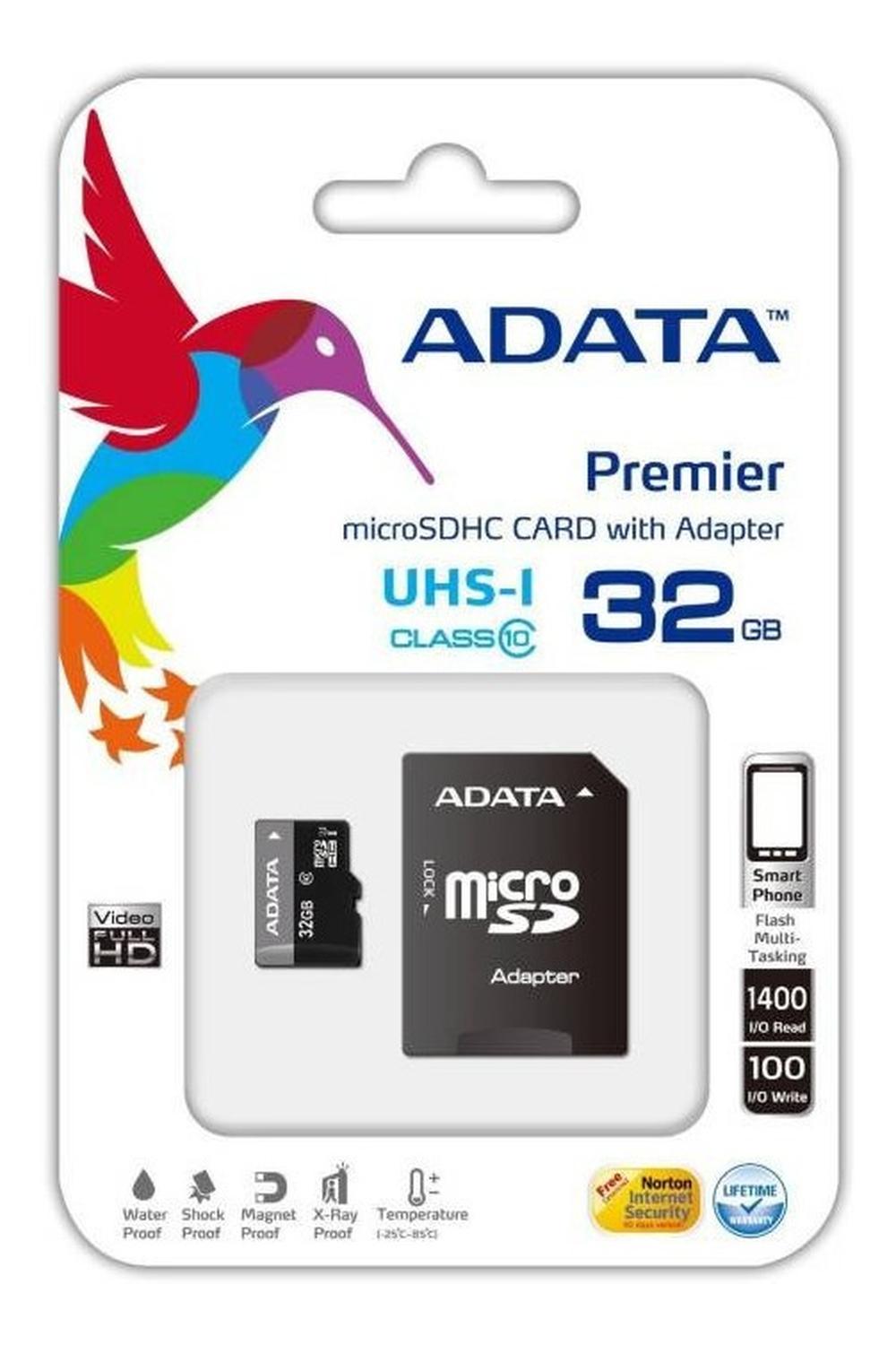 Memoria 32gb Micro Sd Adata Uhs Class10 + Adaptador Sd Orig